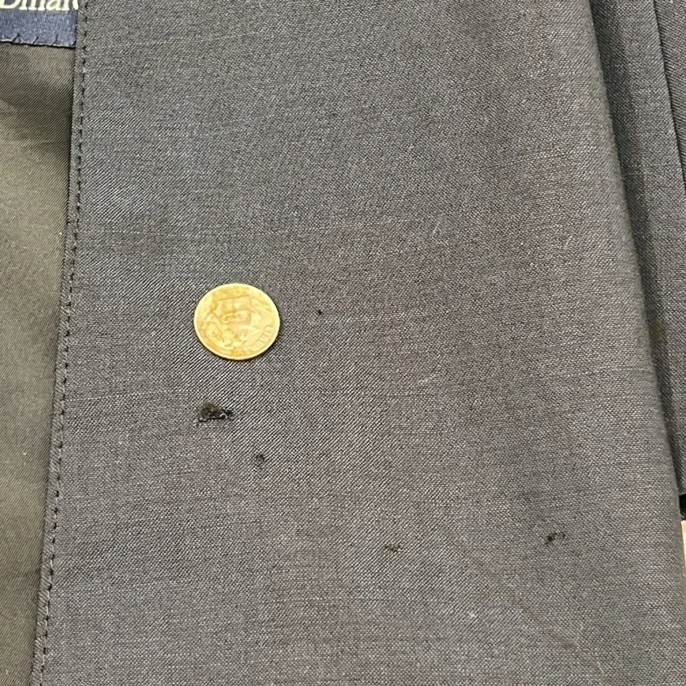 Hart Schaffner Marx Gold Trumpeter Navy Blue 2-Button Blazer Mens 40R USA *Flaw